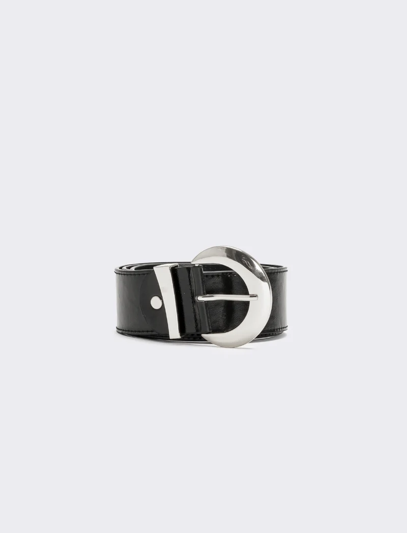 Cintura donna passante asimmetrico h 5 cm - Nero-argento