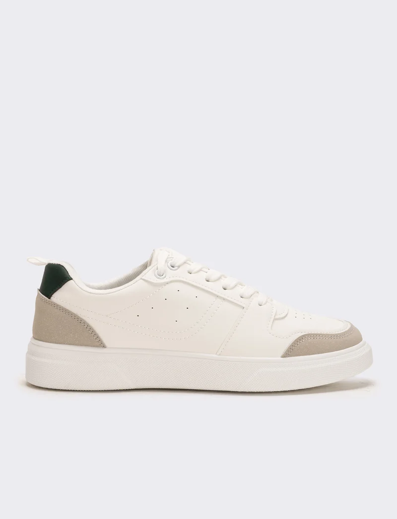 Sneakers con riporti da uomo - Bianco-verde