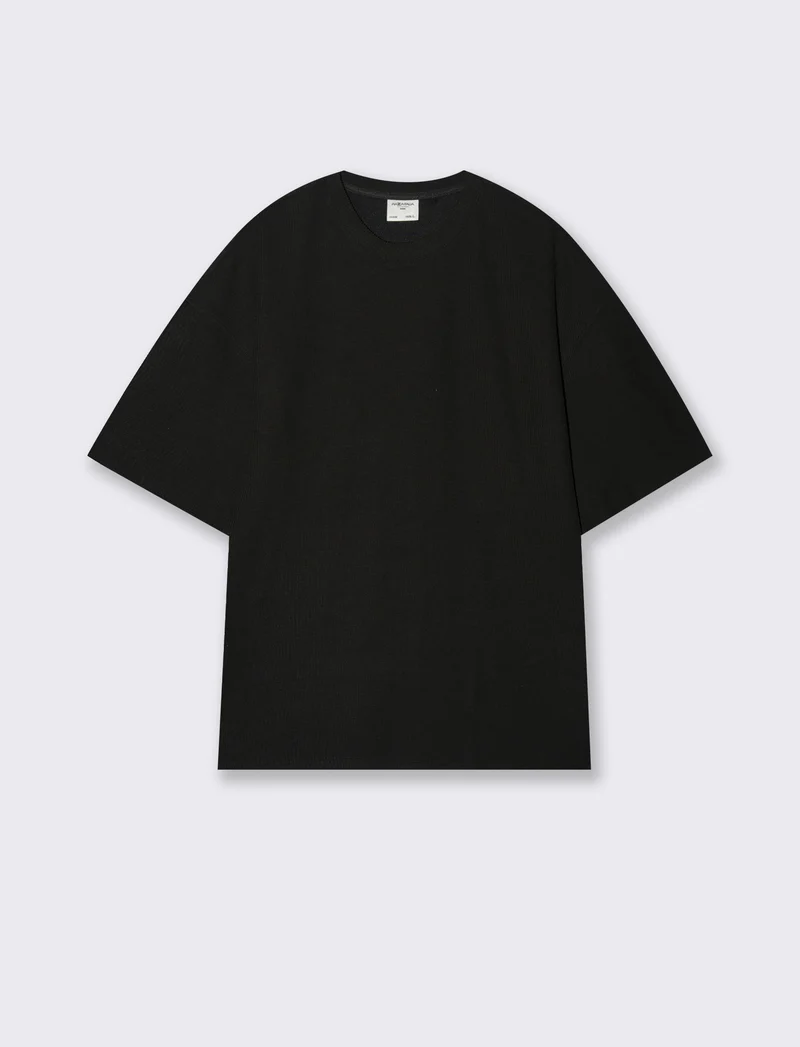 T-SHIRT BOXY FIT EFFETTO MAGLIA - Nero