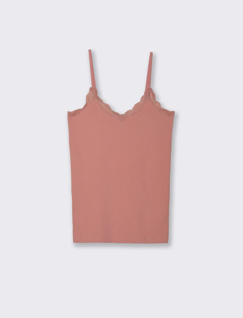 TOP CON PIZZO - Rosa polvere