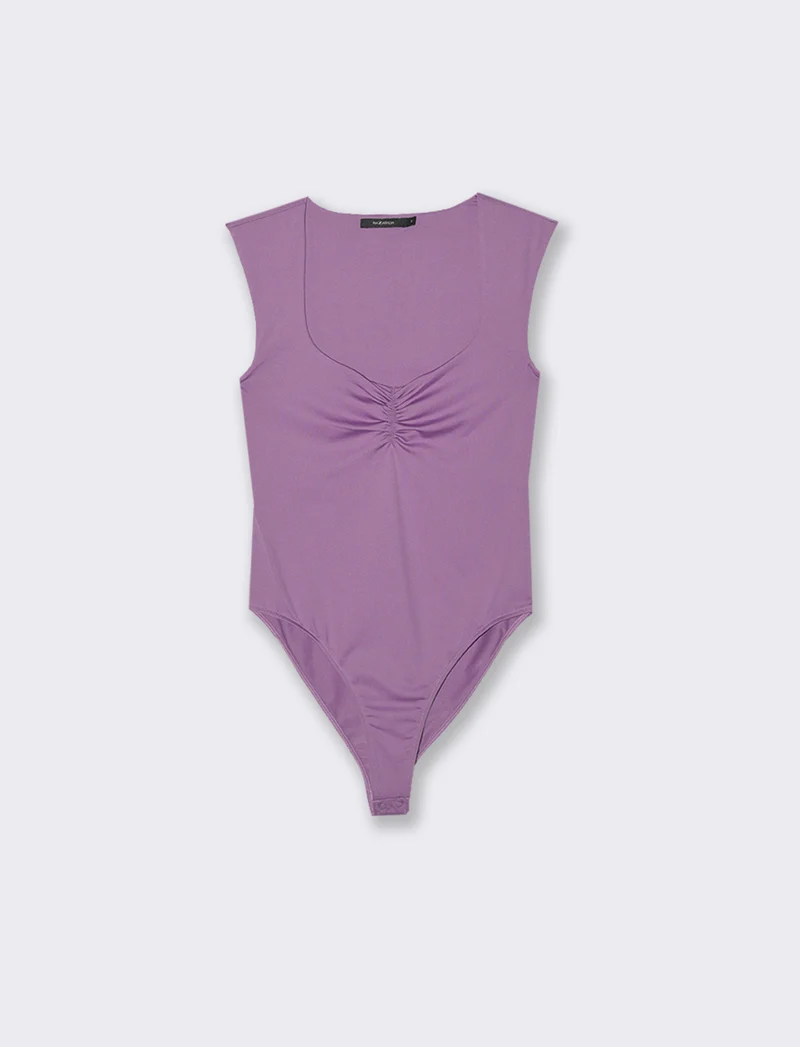 BODY GIROMANICA CON SCOLLO QUADRATO - Viola malva