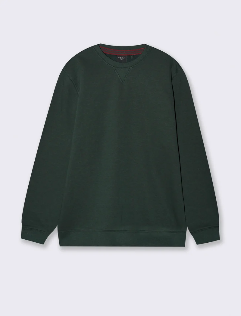 FELPA BASIC GIROCOLLO - Verde scuro