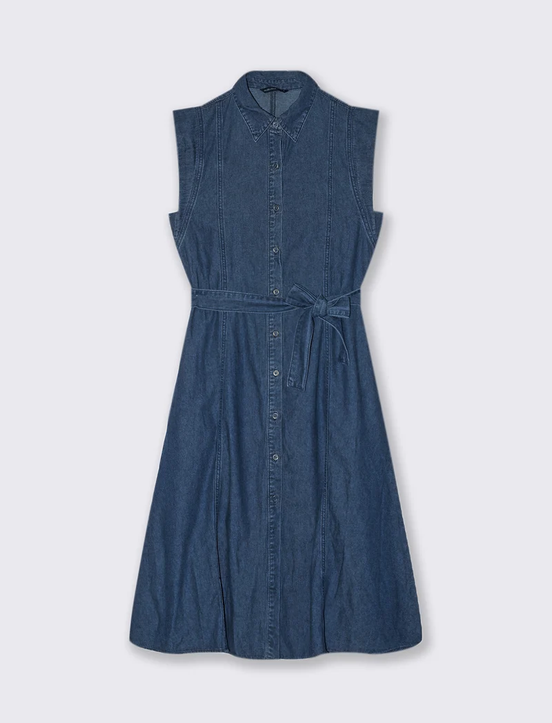 VESTITO CHEMISIER CON CINTURA - Denim