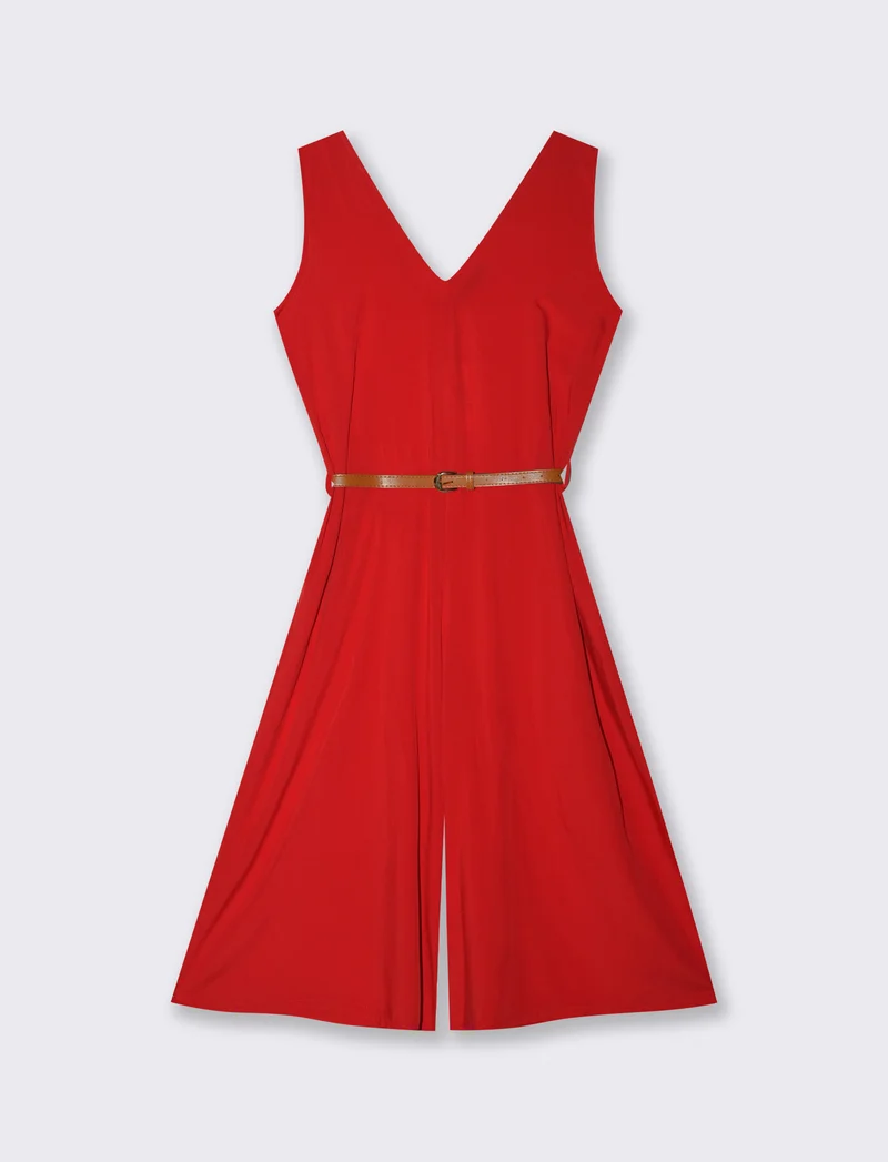 Vestito in viscosa con icrocio dietro - Rosso