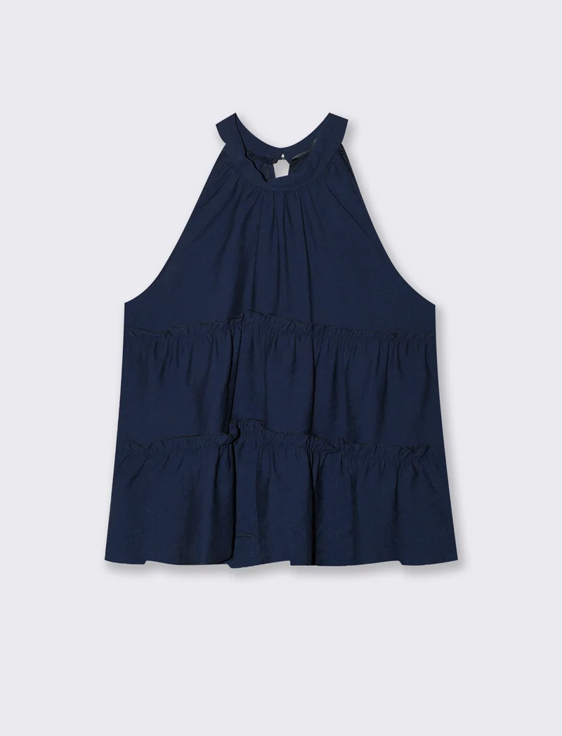 Top con rouches - Blu