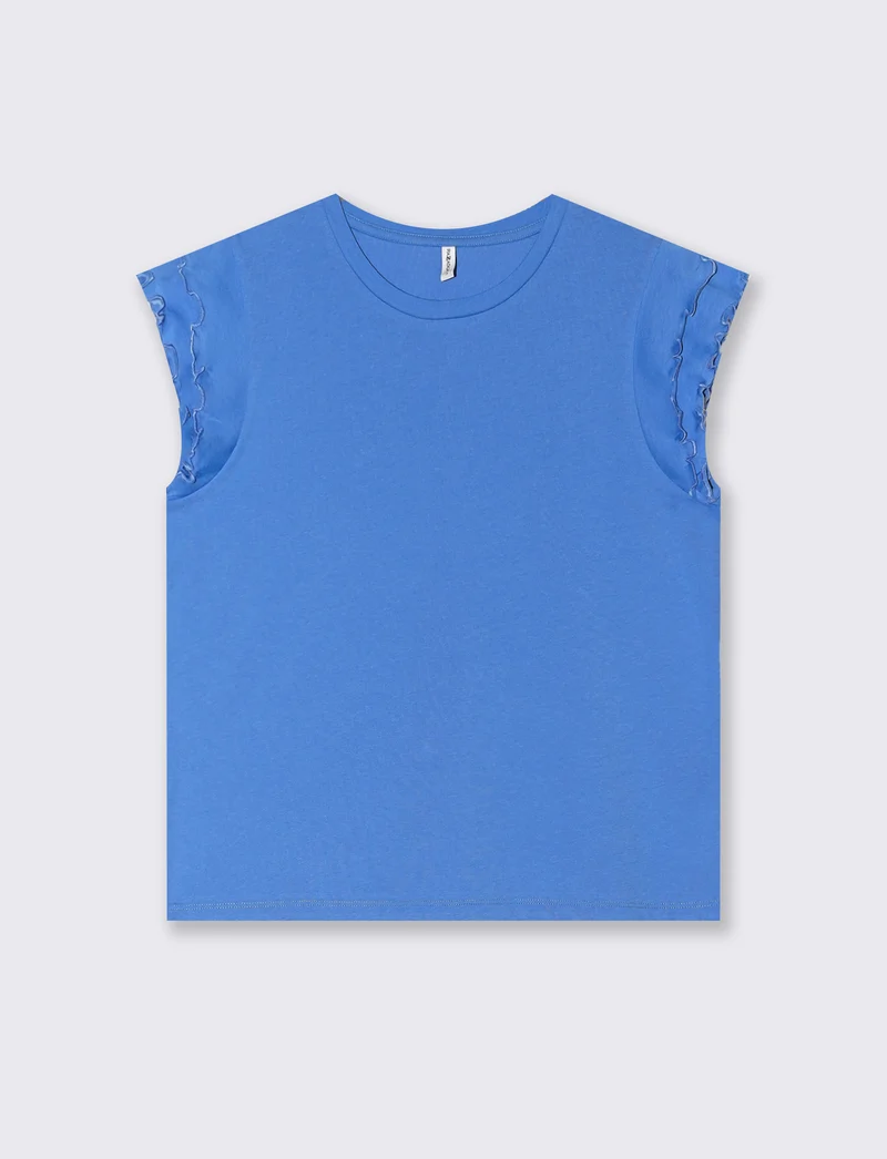T-shirt con rouches da donna - Bluette