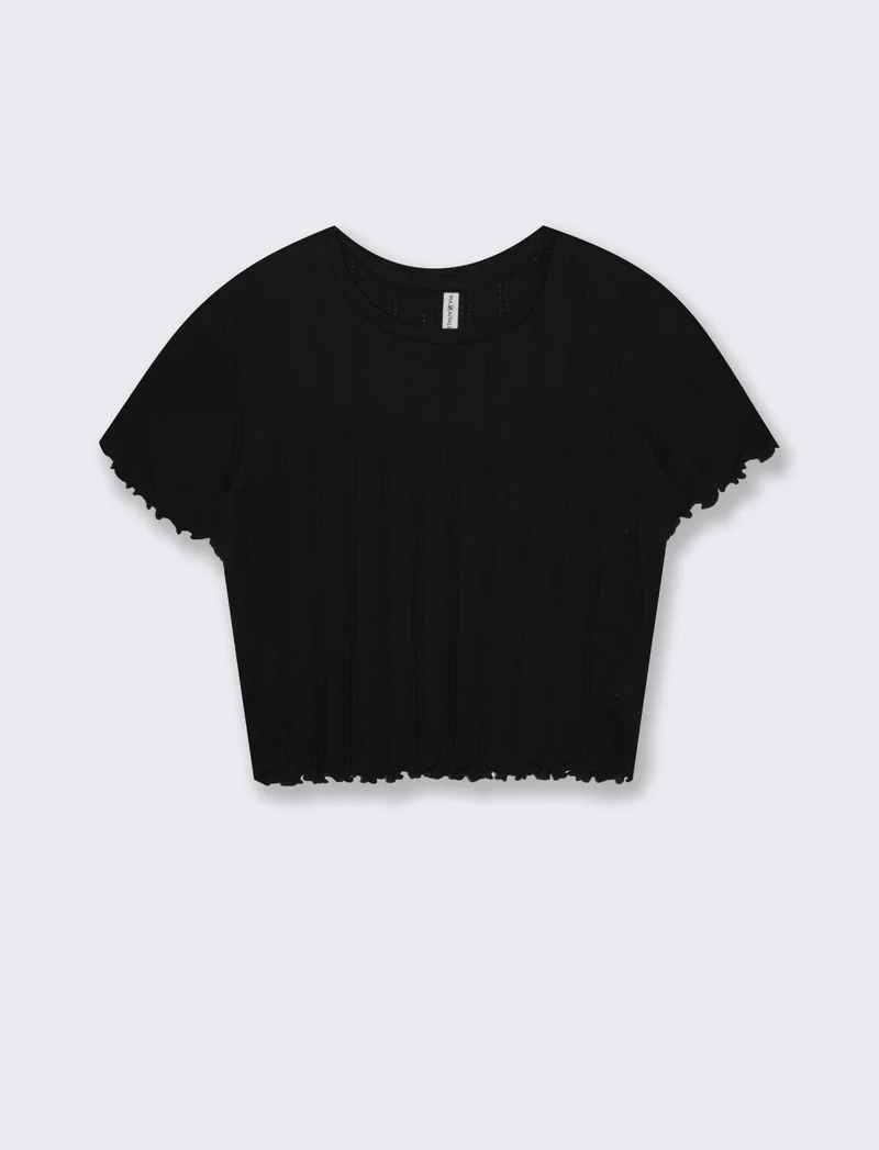 T-shirt crop da donna - Nero