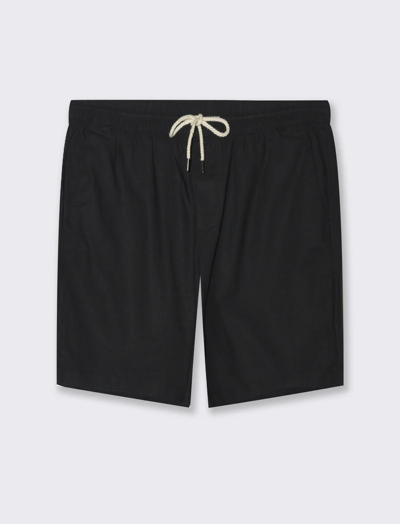 Bermuda jogger tessuto slub da uomo - Nero