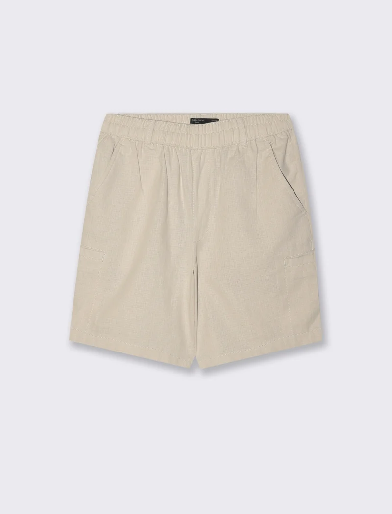 Bermuda cargo in tessuto armaturato da uomo - Beige ecru