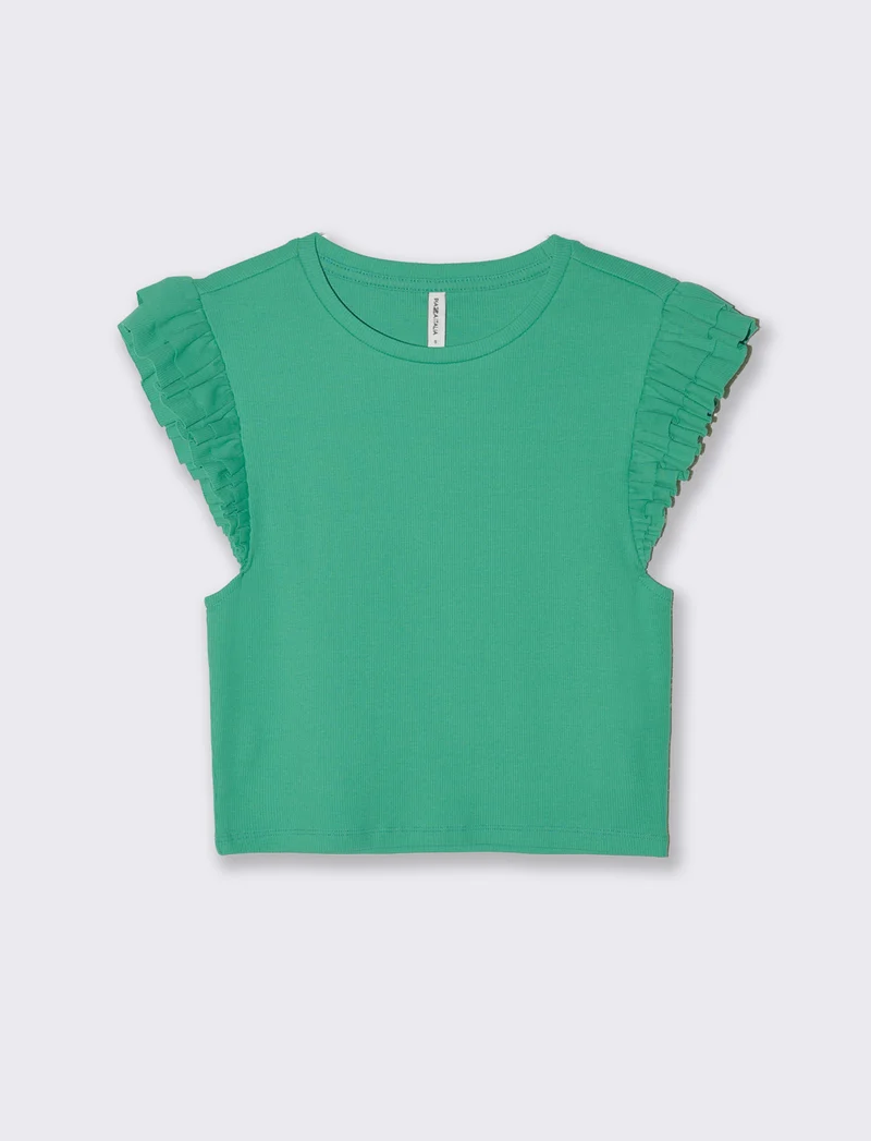 Top con rouches da donna - Verde smeraldo