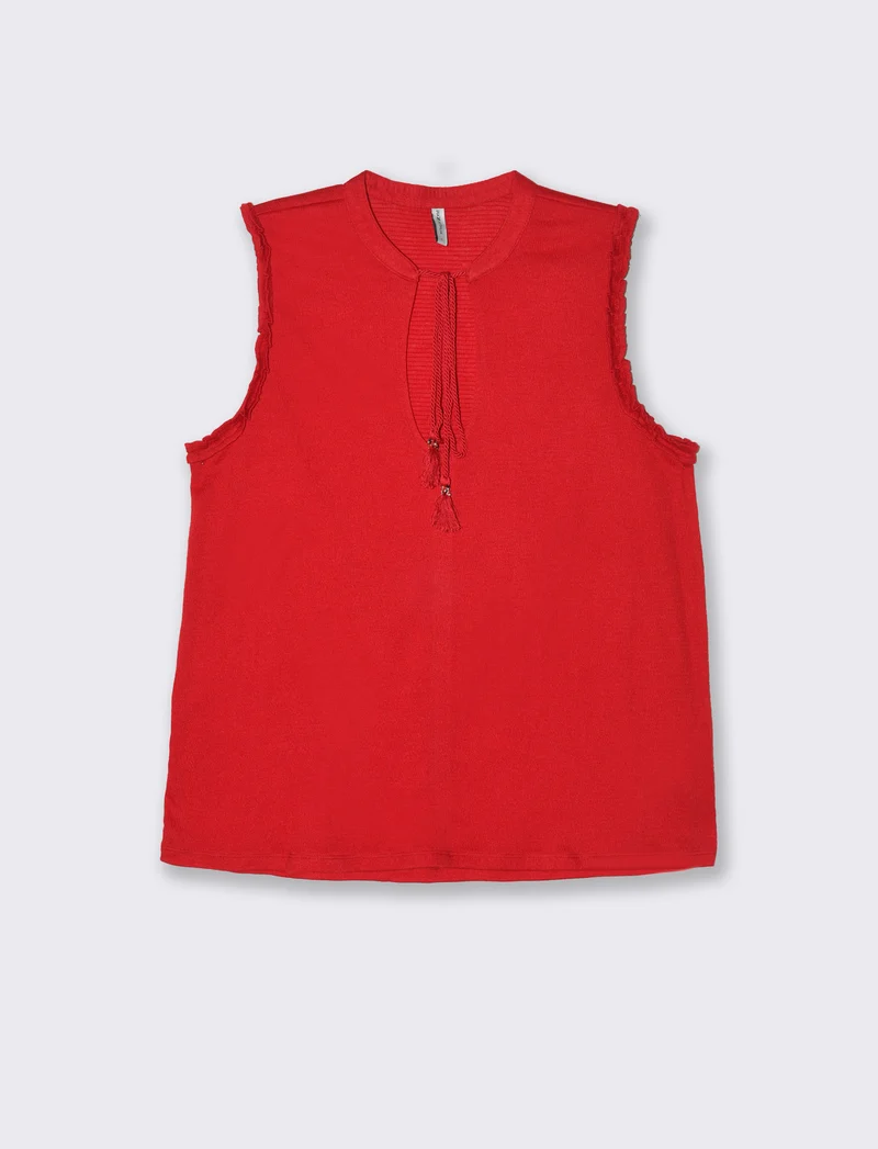 Top con scollo a V da donna - Rosso scarlatto