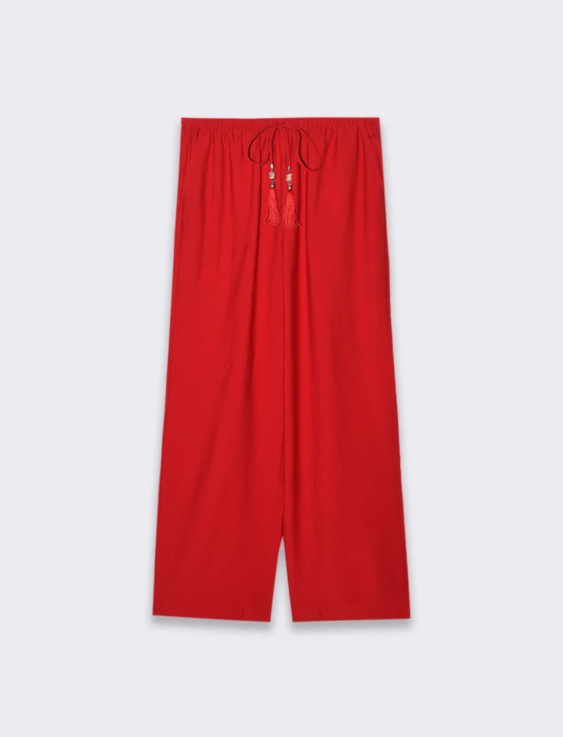 Pantalone con coulisse da donna - Rosso scarlatto