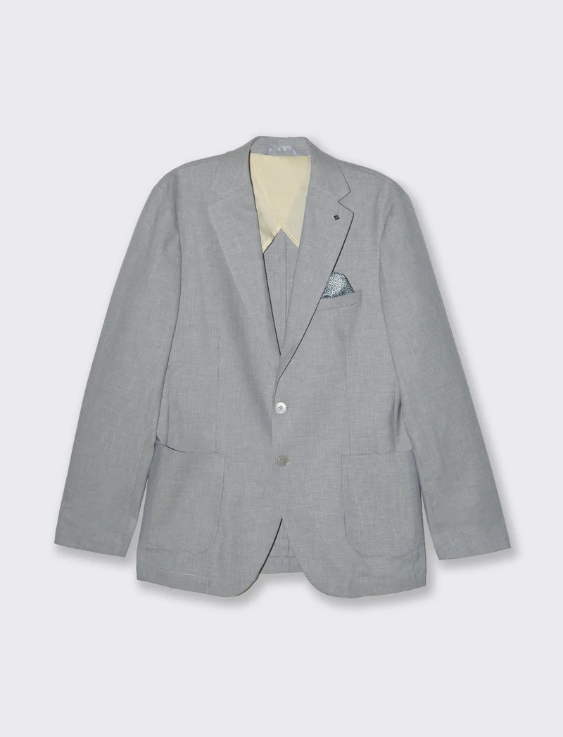 Blazer da completo tessuto effetto lino da uomo - Grigio