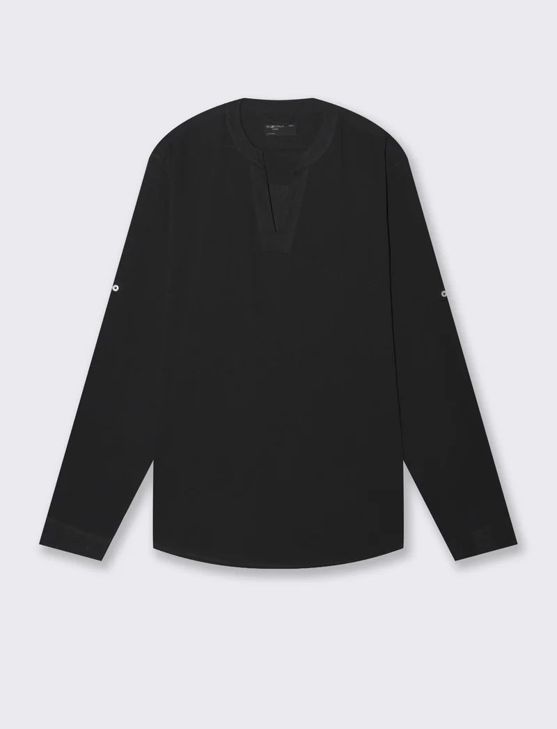 Casacca coreana effetto crepe da uomo - Nero