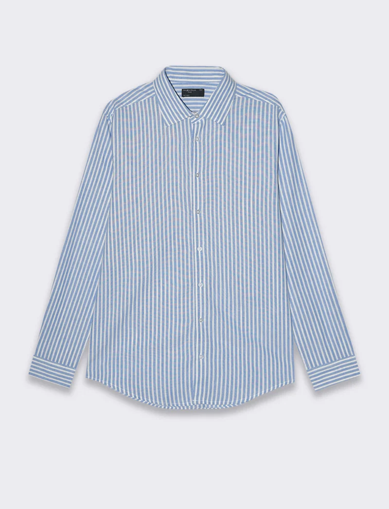 Camicia a righe da uomo - Celeste