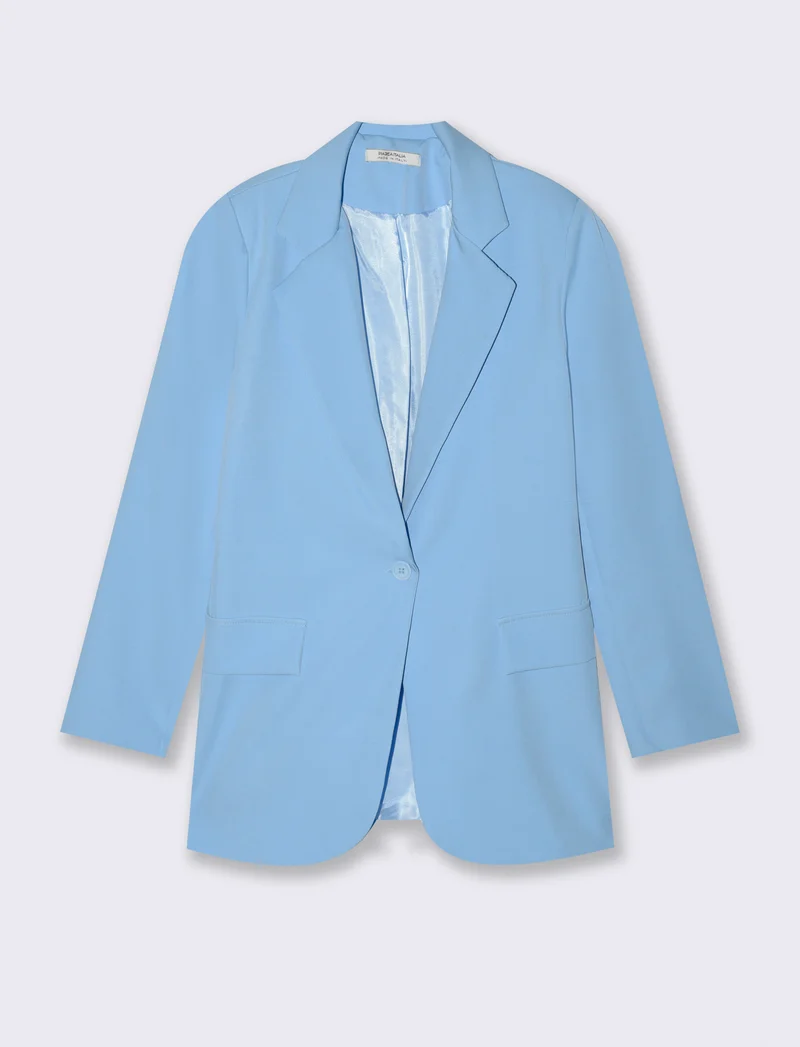 Blazer donna con collo revers e tasche - Celeste