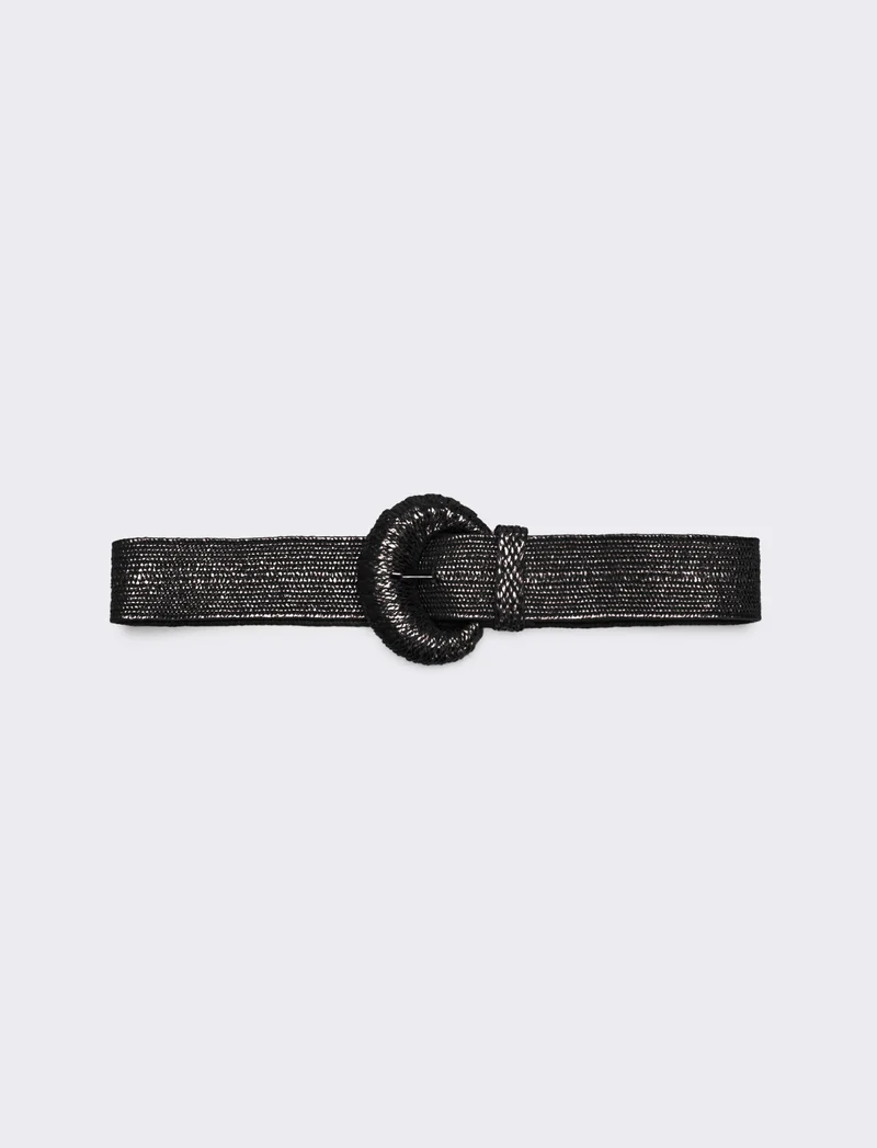 Cintura donna elastica con fibbia rivestita - Nero