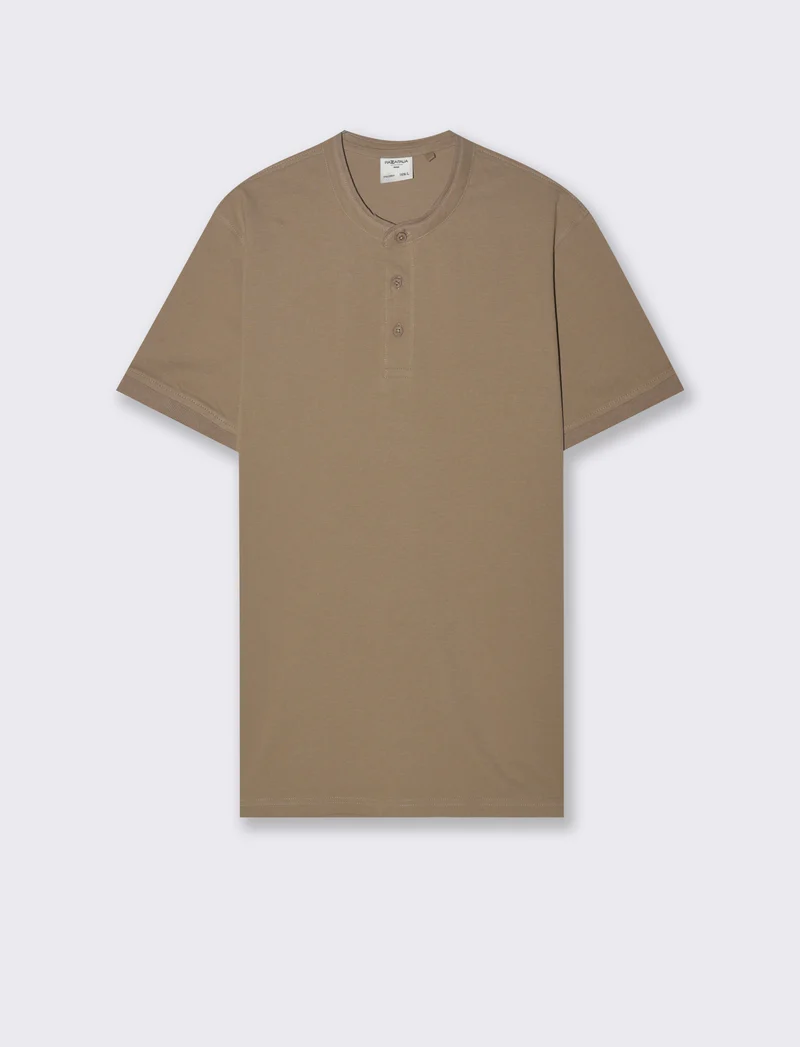 Polo coreana in piquet da uomo - Grigio tortora