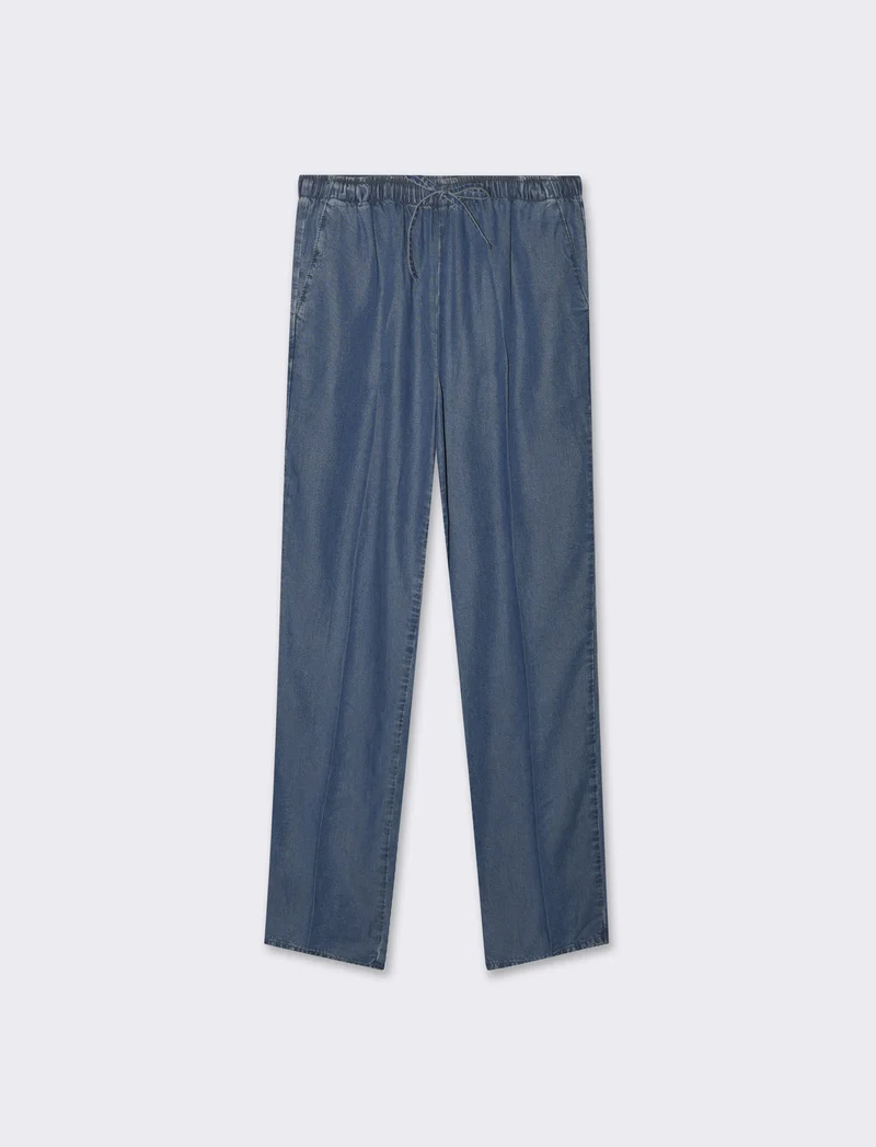 Pantalone con coulisse da donna - DENIM SCURO