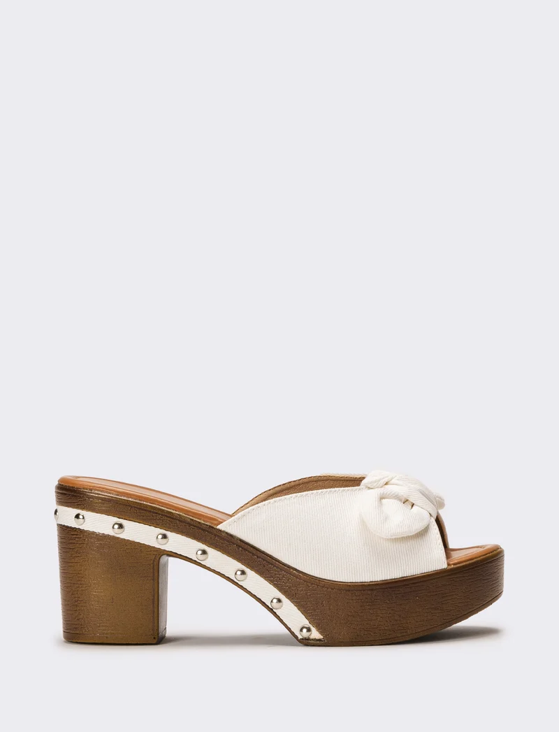 Sabot con fiocco da donna - Bianco