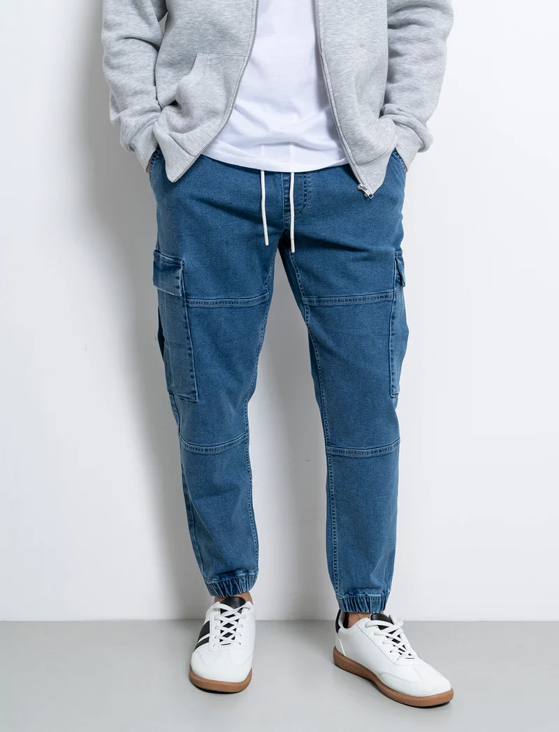 Jeans jogger cargo fit da uomo - Denim