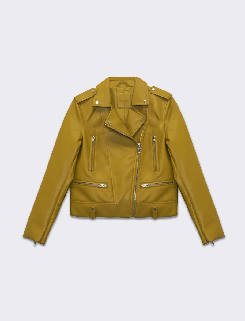 Giubbotto modello biker da donna - Mostarda