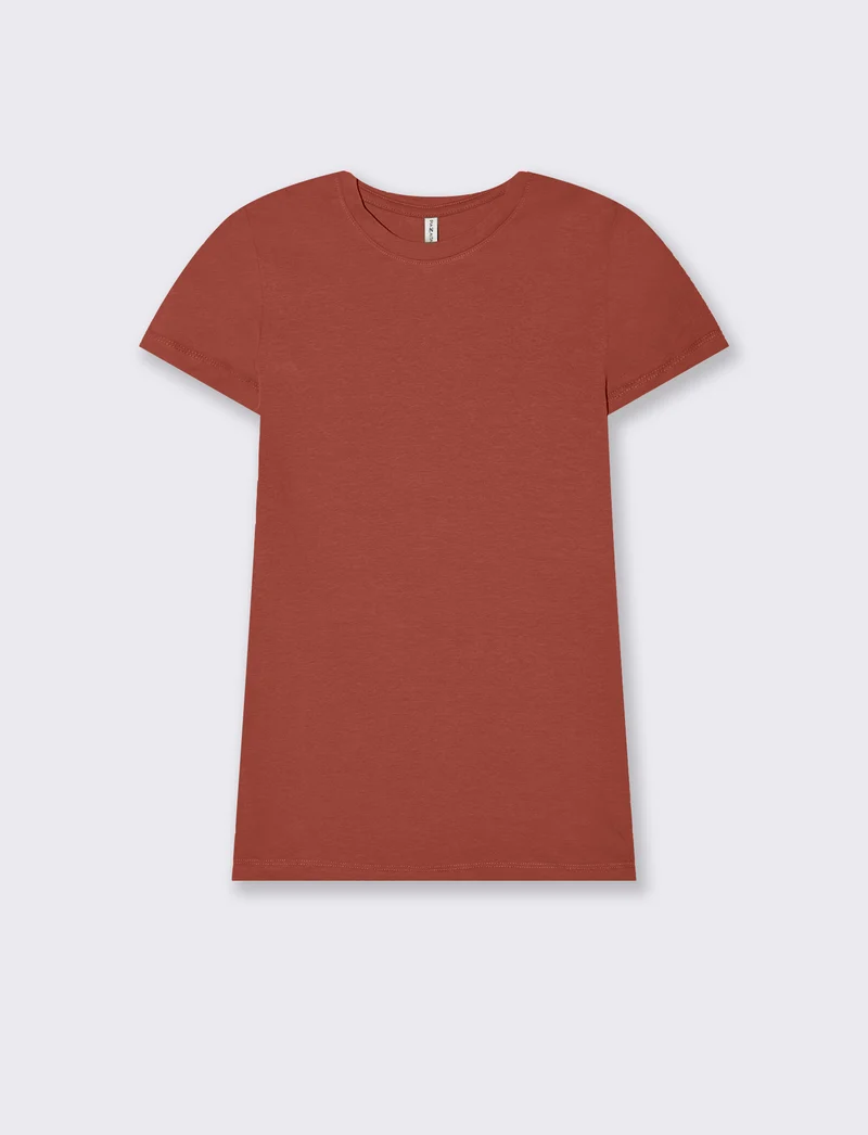 T-shirt basica da donna - Rosso mattone