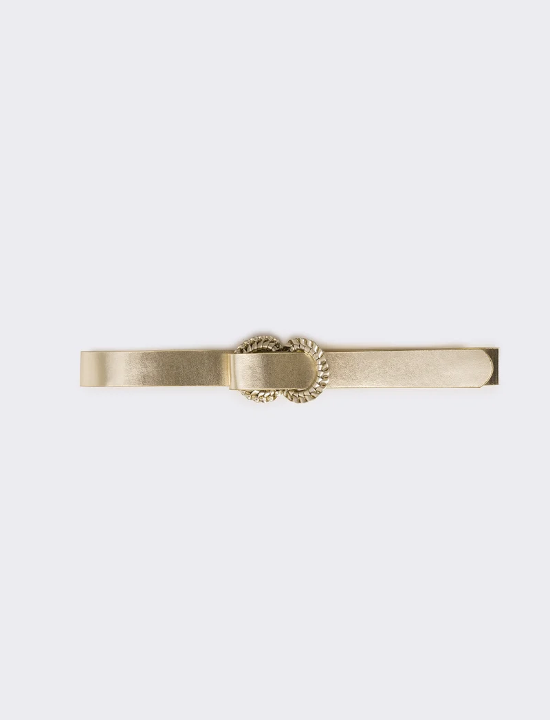 Cintura donna doppia fibbia intreccio - Oro