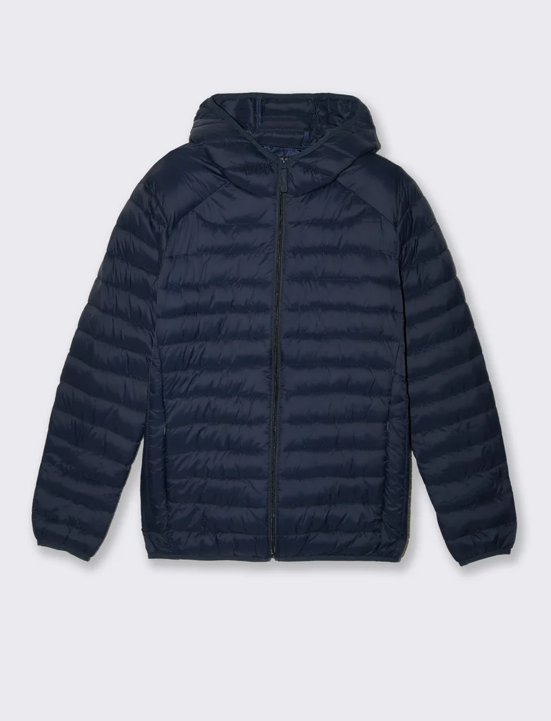 Giubbotto piumino con cappuccio da uomo - Blu