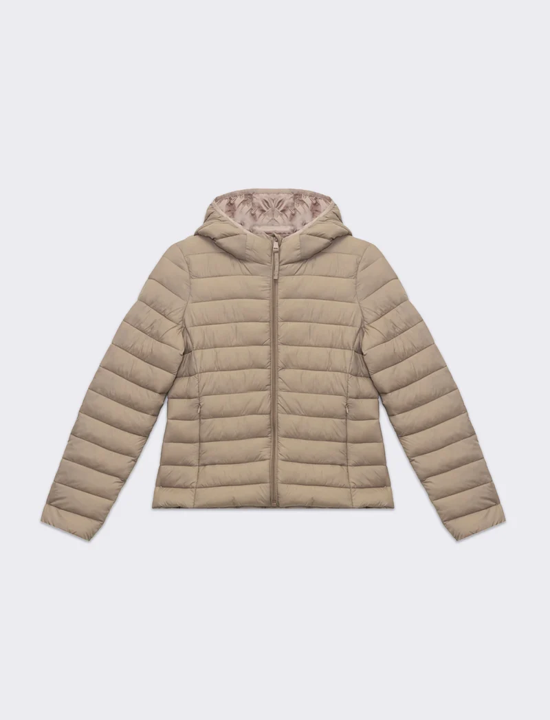 Giubbotto imbottito con cappuccio da donna - Beige corda