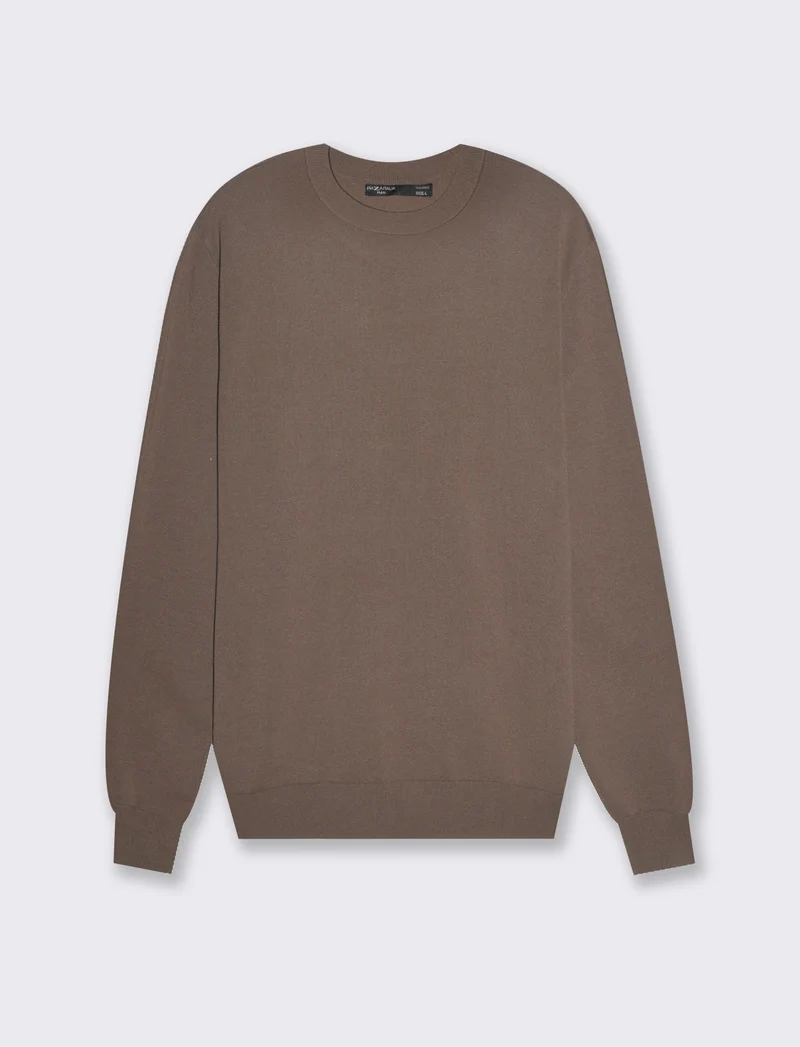 Maglia basic in filato premium da uomo - Grigio fango