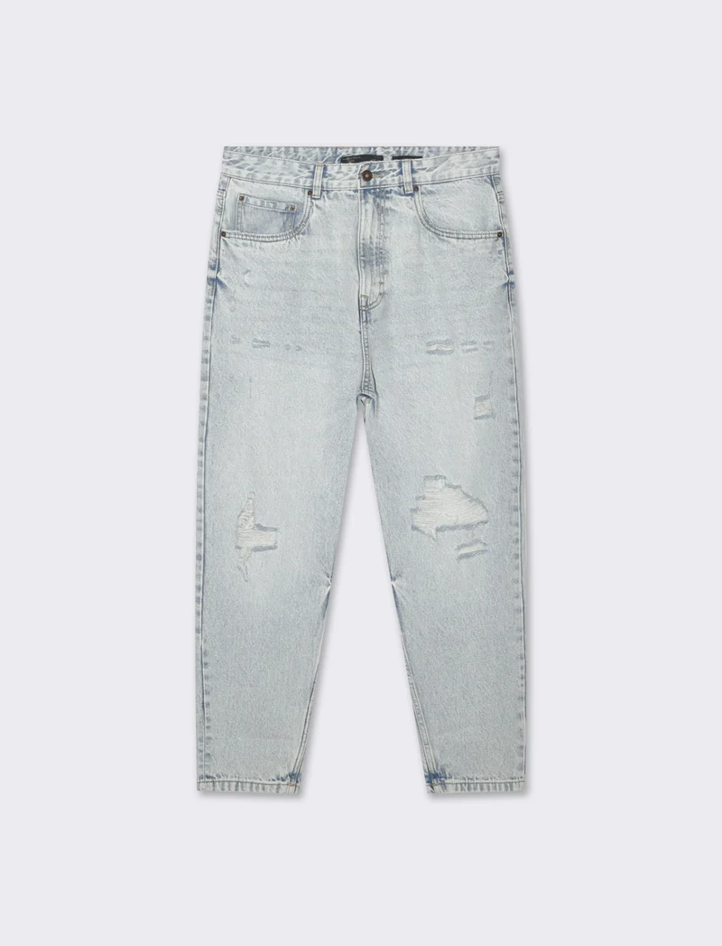 Jeans denim chiaro loose fit con strappi da uomo - Denim chiaro