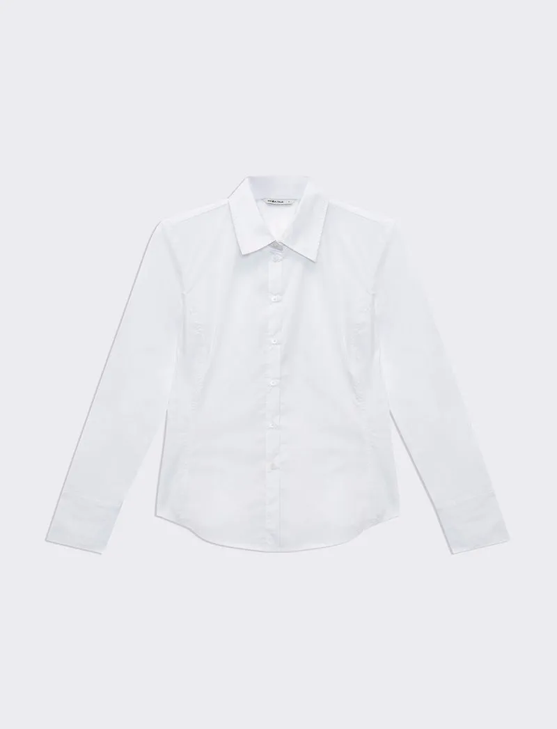 Camicia in tela elastica da donna - Bianco