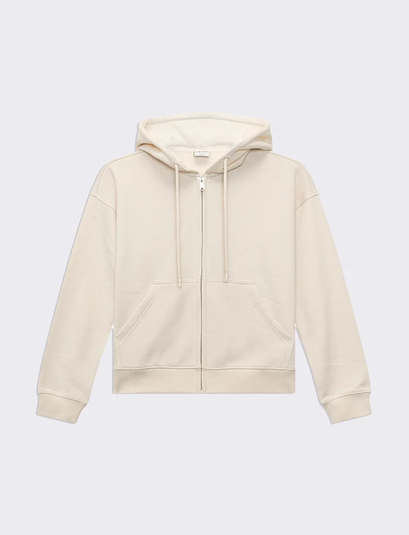 Felpa con cappuccio e zip da donna - Avorio