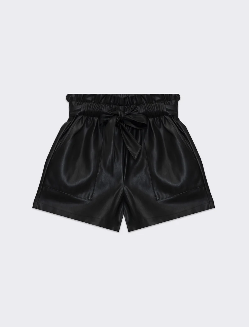 Short in similpelle da donna - Nero